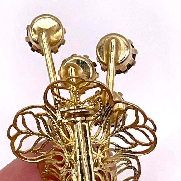 Vintage Unsigned Gold Tone Filigree Tussie Mussie Style Pin Brooch - Picture 4 of 7